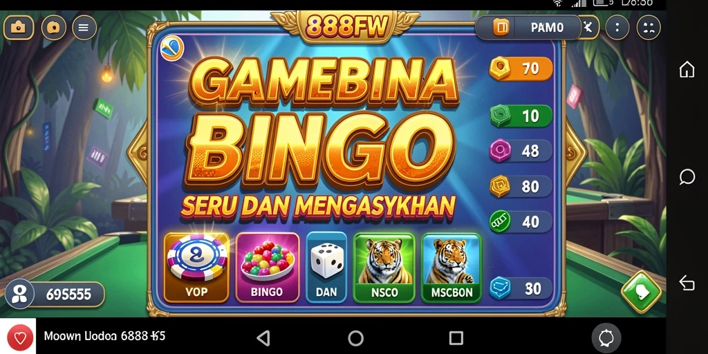 Screenshot gameplay 888FW menampilkan suasana seru permainan Bingo.