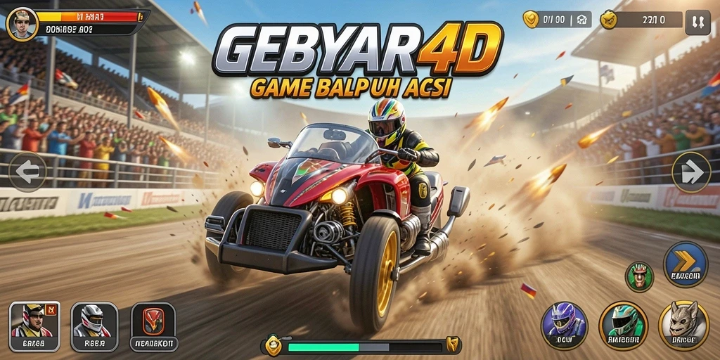 Screenshot gameplay GEBYAR4D yang menampilkan aksi balap seru.