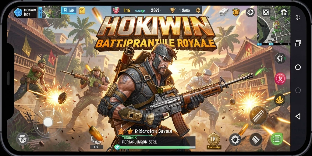 Gameplay HOKIWIN yang menegangkan dalam mode Battle Royale.
