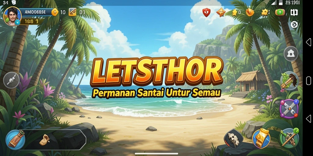 Tampilan gameplay <strong>LETSTHOR</strong> yang seru dan penuh warna.