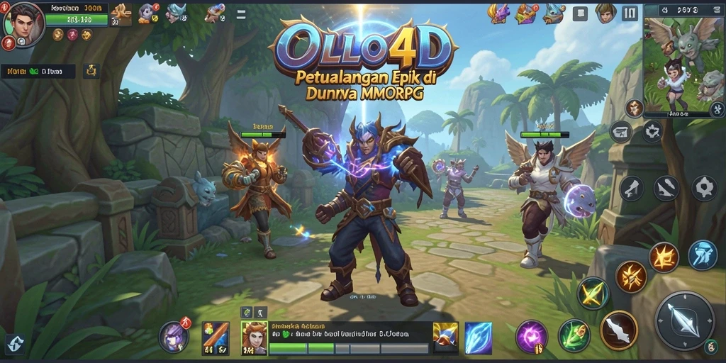 Tangkapan layar utama OLLO4D menunjukkan aksi seru dalam gameplay MMORPG.