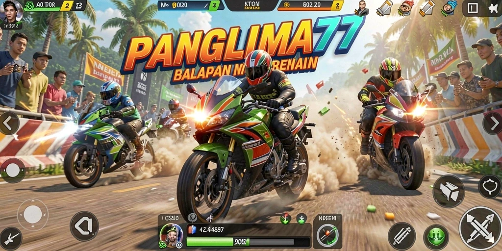 Gameplay menegangkan dengan aksi balap motor yang seru.