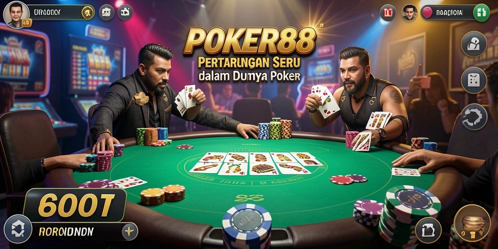 Screenshots menampilkan pertarungan mendebarkan di POKER88.