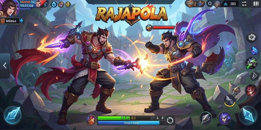 Gameplay seru RAJAPOLA dalam pertarungan tim yang mendebarkan.