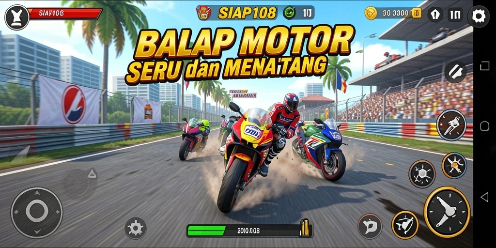 Tampilan gameplay seru dari balap motor di SIAP108.