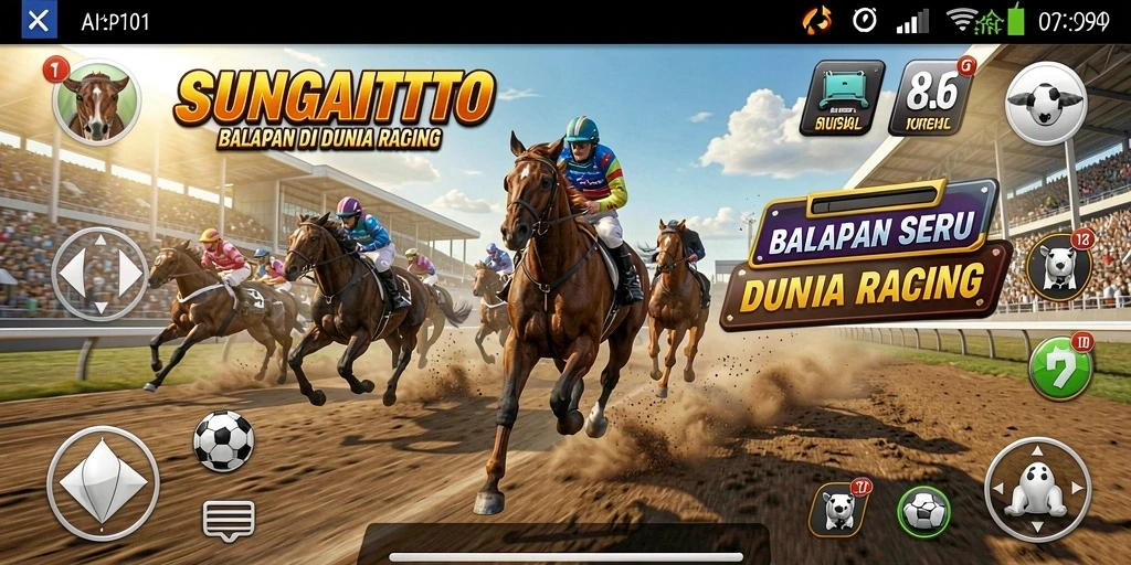Gameplay menegangkan dari SUNGAITOTO dengan mobil balap yang melaju kencang.