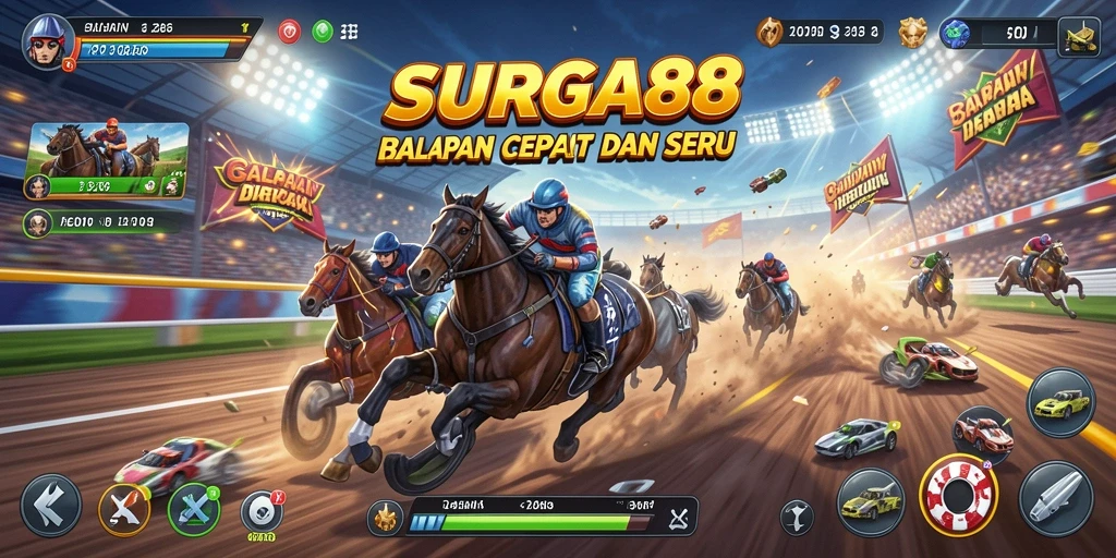 Gameplay balapan seru di SURGA88 dengan trek yang menantang.