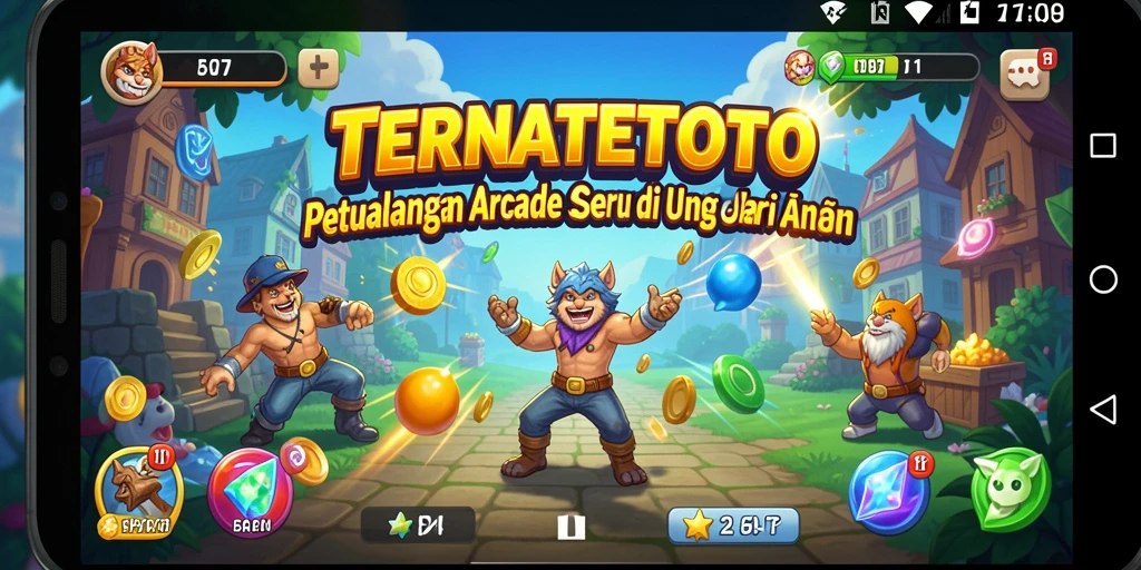 Tangkapan layar utama TERNATETOTO menunjukkan aksi seru dalam gameplay Arcade.