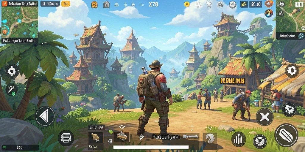 Tangkapan layar gameplay X78 menampilkan dunia terbuka yang luas dan penuh petualangan.