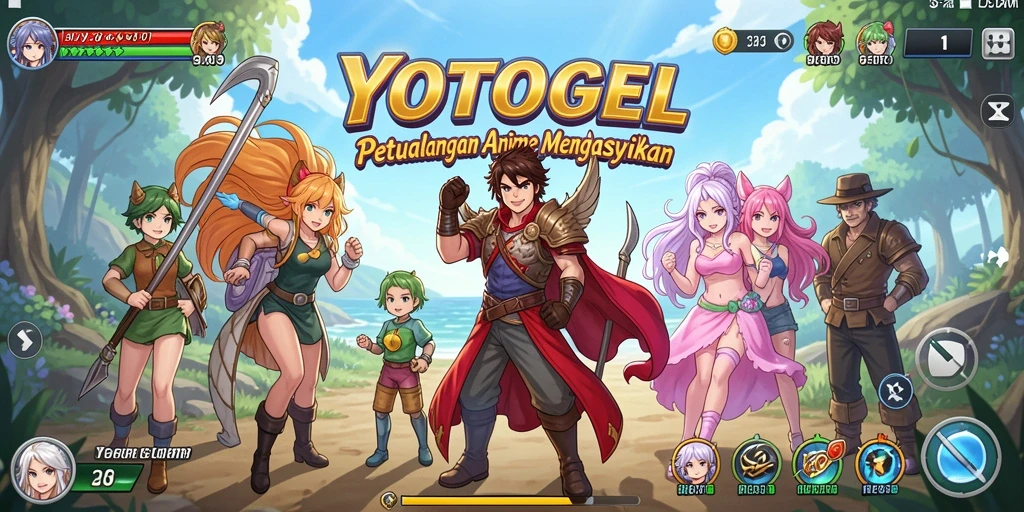Tampilan gameplay YOTOGEL yang penuh warna dan karakter yang menarik.