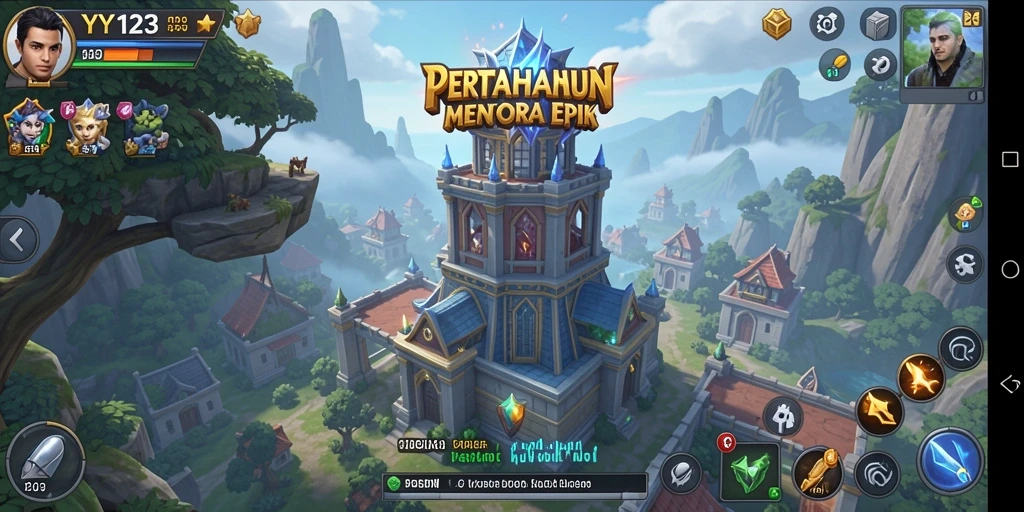 Tangkapan layar gameplay <strong>YY123</strong> yang menunjukkan aksi pertahanan menara.